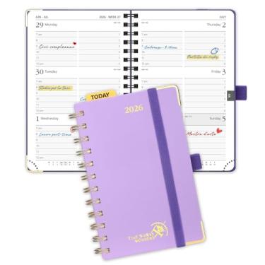 Imagem de POPRUN Agenda 2026 (tamanho de bolso 10 x 16,25 cm, capa dura com fio), calendário semanal e mensal (janeiro de 2026 a dezembro de 2026), agenda pequena com horários horários, para bolsa, 100 g/m²