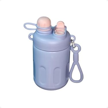 Imagem de Garrafa Térmica com Canudo e Tampa Dupla, Trava de Segurança, Design Moderno e Fofo, Alça de Transporte, Garrafa de Água Portátil, Garrafa Infántil. (Roxo)