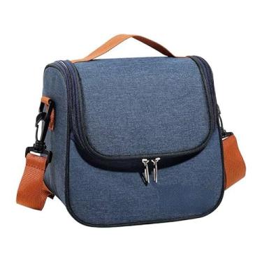 Imagem de Bolsa Térmica Com Alça Lanche Bebida Lancheira Portátil Trabalho Fitness(Azul)