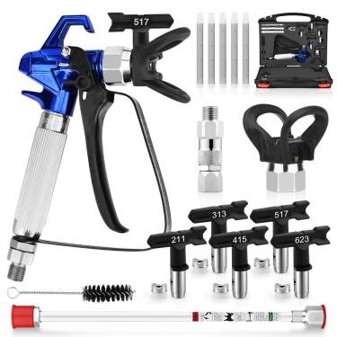 Imagem de Every family Pistola De Pintura Airless Alta Pressão 3600 Psi Com 16 Peças, Proteção Ponta, Bico Pulverização Airless, Filtros, Junta Giratória Mangueira, Haste Extensão Pintada 10 Polegadas (25 Cm)