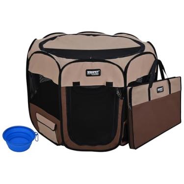 Imagem de Winipet — Cercado macio para animais de estimação de 2 portas, bolsa de transporte e tigela de silicone de grau alimentício (2 anos de garantia), vários tamanhos (76 cm, 91 cm, 106 cm, 122 cm, 132 cm, 62) para cães, gatos e outros animais de estimação