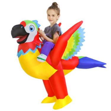 Imagem de KOOY Fantasia inflável de papagaio infantil para festa de Halloween divertida passeio em fantasias infláveis para crianças
