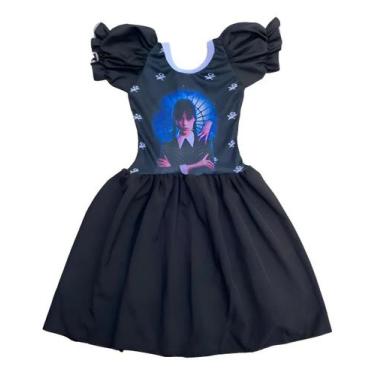 Imagem de Vestido Wandinha  Infantil  Preto Liso  Família Addams - Ana Fantasias