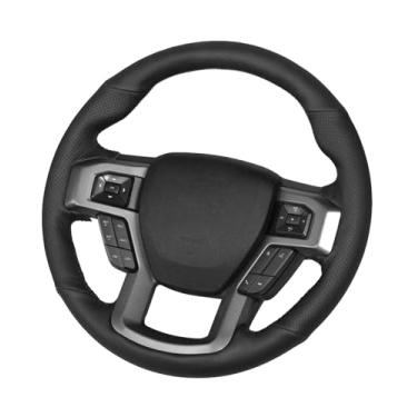 Imagem de Belinous Capa de volante de couro com cadarço, costurada à mão no envoltório, envoltório de direção compatível com Ford 2016 2017 2018 2019 F150 Raptor