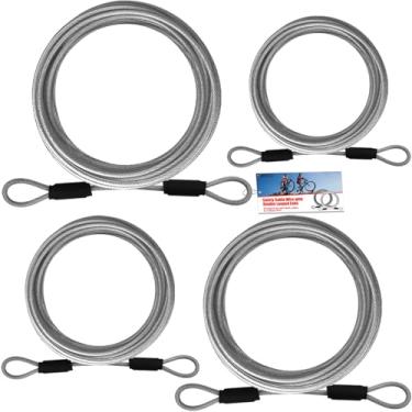 Imagem de VIVBOO Fechaduras pretas de 1/20.3 cm com combinação, trava de portão de combinação de 3 dígitos, com 4 cordas de aço substituíveis (1,2 m/1,8 m/3 m/4,6 m), para cerca, bagagem, armário de academia