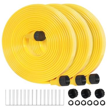 Imagem de Holldoor Mangueira de irrigação de 4,5 m, pacote com 3, mangueira de imersão curta flexível para quintal, sistema de mangueira de irrigação por gotejamento de gramado para irrigação de jardim (pacote