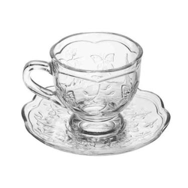 Imagem de Xícara de Chá com Pires New Butterfly 180 ml Cristal Lyor