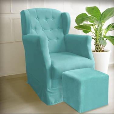 Imagem de Poltrona Amamentação Balanço Descanso Manu Com Puff Suede - DECORELITY