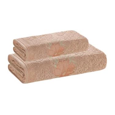 Imagem de Jogo de Toalha Karsten Yuna  Fio Cardado e Alta Absorção, Rosa Deserto