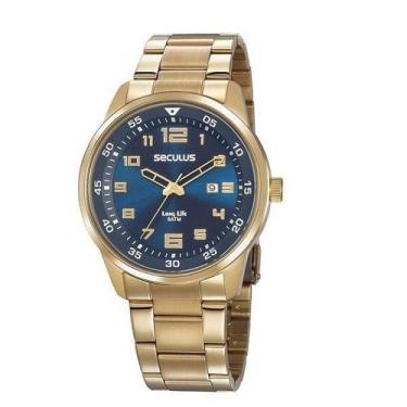 Imagem de Relógio Masculino Seculus Analógico Dourado Aço 20802Gpsvda2