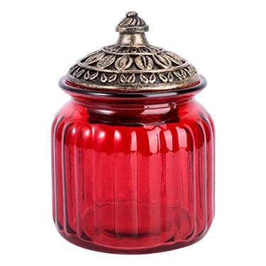 Imagem de WINOMO Recipiente Hermético Vintage Para Armazenamento De Alimentos Com Tampa, Pote Vidro, Macarrão, Grãos, Cereais, Feijão, Arroz, Caixa Lacrada Cozinha, Vermelha