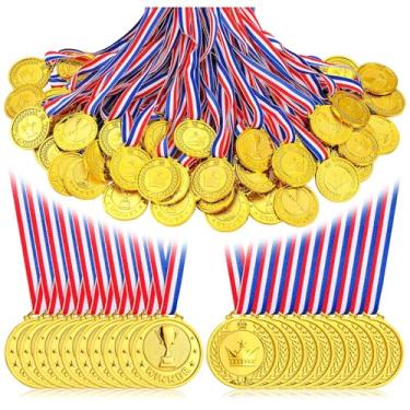 Imagem de GCTWFYK 100 medalhas de ouro para prêmios, medalhas de plástico vencedor a granel para crianças, lembrancinhas de festa temáticas esportivas, competição de jogos de futebol americano, decorações de