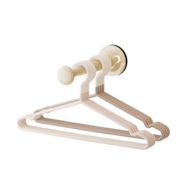 Imagem de Organizador de cabide, suporte de ventosa para lavanderia, economia de espaço vertical, sem perfuração/extensível (11,7 cm a 19 cm), para lavadora e secadora (off-white)