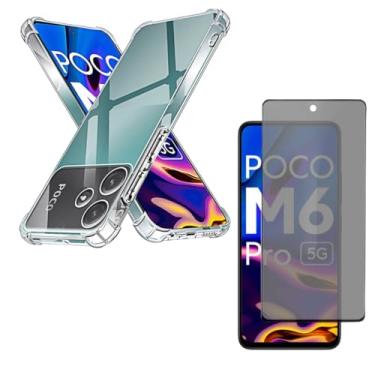 Imagem de Capa Capinha Anti Impacto + Película Privacidade 3D Para Poco M6 Pro Tela De 6,67 Polegadas - (Bluepink)