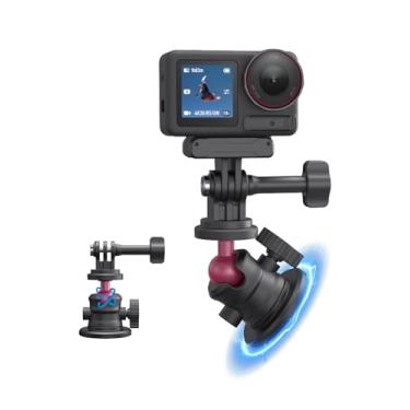 Imagem de TELESIN Suporte magnético magnético de metal para câmera de ação, suporte de carro rápido de 360° para DJI Action 5 Pro 4 Pocket 3 GoPro Max Hero 13 12 11 10 9 8 7 Insta360 X5 X4 X3 acessório de