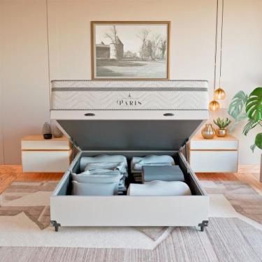 Imagem de Cama Box Baú Viúva + Colchão Paris Molas Ensacadas Branco - eShop casa
