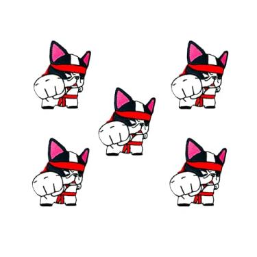 Imagem de Bru_289 Conjunto de 5 peças Mini Bulldog Francês Filhote de Cachorro Remendos Bonito Logotipo de Desenho Animado 2 Patches Costurados Ferro em Aplique Bordado Emblema Remendo Roupas DIY Fantasia