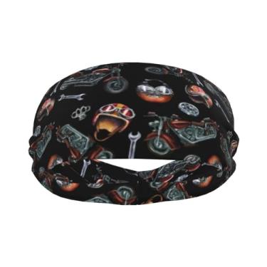 Imagem de Antigo capacete de motocicleta ferramenta esportiva faixa de transpiração para mulheres e homens faixas de cabeça absorventes de suor adequadas para corrida, ioga, fitness, futebol e exercício