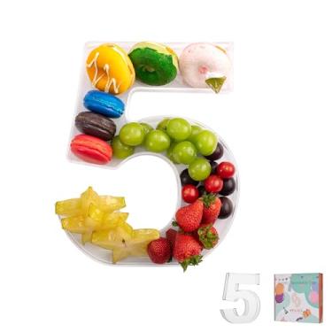 Imagem de Bandeja de charcutaria de acrílico com letras e números de 28 cm – Caixa de alfabeto reutilizável preenchível para doces, lanches, cupcakes – Travessa de servir para aniversário, casamento, festa de