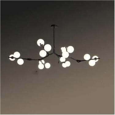 Imagem de Lustre De Ouro Preto Moderno Vidro Escandinavo Led Lustre Decoração De Sala De Estar Restaurante Quarto Iluminação Interna, Onecolor, 178cm