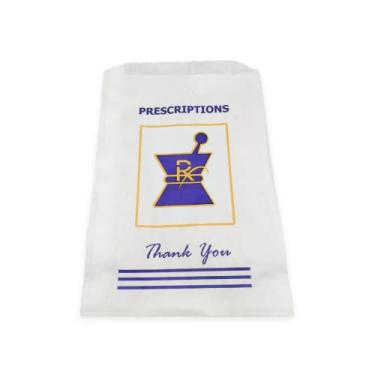 Imagem de Weber's Wonders Pacote com 100 sacos de papel brancos de farmácia com receita médica - Bolsa de mercearia para remédios - Lancheira - 12,7 cm x 10