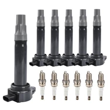 Imagem de Pacote de bobina de ignição UF502 e velas de ignição irídio (conjunto de 6) compatível com Dodge Charger Nitro Grand Carava 3.5L 3.7L 3.8L 4.0L 5.7L 6.1L V6 V8, para C1522 4606869AA