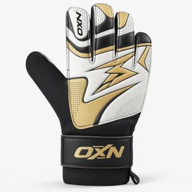 Imagem de Luva Goleiro Futebol OXN Látex Aderente Grip Corte Negativo Ajustável Tamanho Adulto e Infantil Junior Criança Masculino Feminino Profissional Jogo Campeonato (Branca, 8)