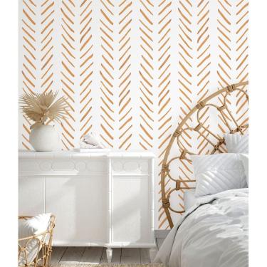 Imagem de Papel de parede HAOKHOME Boho Stripes em terracota/branco Chevron