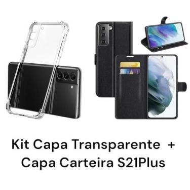 Imagem de Kit Capa Capinha Transparente + Capa Carteira Preta Para Samsung Galax