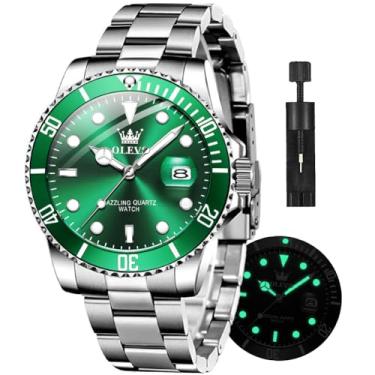 Imagem de OLEVS Relógio Masculino em Aço Inoxidável com Data e Ponteiros Luminosos, Resistente à Água 30M