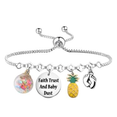 Imagem de MAOFAED Presente de dia de transferência de fertilização in vitro, infertilidade Faith Trust e pulseira de fertilização in vitro para bebês para mulheres, presente de fertilidade IUI (pó de bebê)