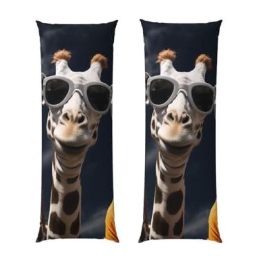 Imagem de Capa de travesseiro corporal com zíper ultramacia e refrescante, capa protetora respirável, três girafas usando óculos de sol, capa de almofada decorativa para casa 50,8 cm x 137,2 cm