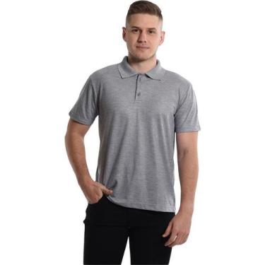 Imagem de Camiseta Gola Polo Cinza Mescla Malha Piquet Uniforme Trabalho - Farda