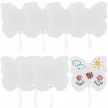 Imagem de SOFPLATE 30 conjuntos de leques de papel em branco leques de papel borboleta sem acabamento branco igreja portátil 10,3 x 6,7 polegadas inseto em forma de animal kits de cartolina acessórios para
