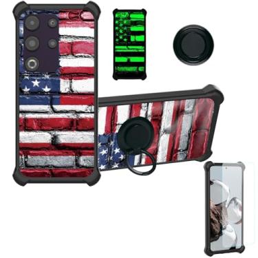 Imagem de jioeuinly Capa Nuu N30 compatível com Nuu Mobile N30 [com protetor de tela de vidro temperado][PC rígido + silicone macio][suporte para anel] [efeito luminoso] YGH-GQ