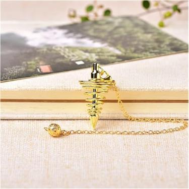 Imagem de 1 Pc Moda Simples Pêndulo De Metal Pêndulos Pêndulos Para Radiestesia Cone Espiral Ouro Antigo Prata Reiki Jóias Presente Pedras De Cura, Golden