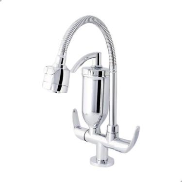 Imagem de Torneira Com Filtro Cozinha Bancada Flexível Gourmet Soft Inox