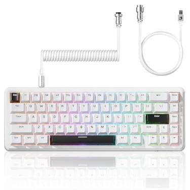 Imagem de ATTACK SHARK X65 HE Teclado Gamer com Fio Compacto 60%, Switch Magnético Efeito Hall, Acionamento Rápido, Ativação Ajustável, 8KHz Polling Rate, Teclas PBT, RGB Retroiluminado + Cabo Enrolado