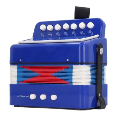 Imagem de Acordeão de botões para iniciantes 7 chaves Control 2 Bass Kids Educational Musical Instrument Stage Performance Practice (Azul)