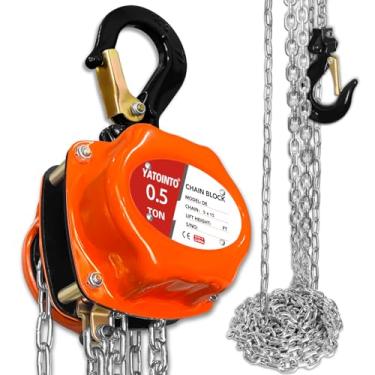 Imagem de YATOINTO Talha De Corrente 1/2 Tonelada (1100 Libras), Mini Talha De Corrente Portátil Compacta De 20 Pés, Talha De Bloco De Corrente Manual Com Altura Livre De 12,2", Aço Industrial Leve Para Garag