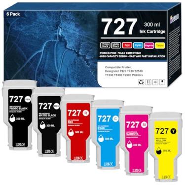 Imagem de SCCOLOR 727 cartuchos de tinta de alto rendimento pacote com 6 300 ml 727 preto fosco foto preto ciano amarelo cinza cartucho de tinta magenta substituição para DesignJet T920 T930 T2530 T1530 T1500