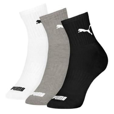Imagem de Meia Puma Cano Médio Masculina 4530.001 C/3, Branco, Cinza, Preto, 39-