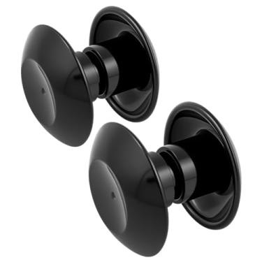 Imagem de Kit 2 Puxador Porta Pivotante ou Correr Vidro Temperado Blindex Box Banheiro Redondo Preto Resina Acrílico ABS + Parafuso