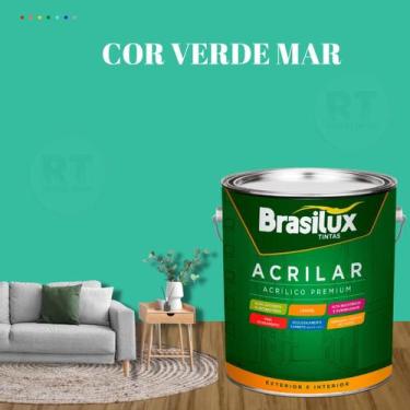 Imagem de Tinta De Parede Brasilux Acrilar Cor Verde Fosca Lavável Antimofo Prem
