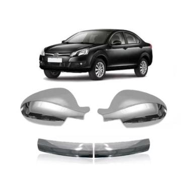 Imagem de Kit Aplique Cromado 2 Retrovisor / Aplique Cromado Grade J3 / J3 Turin