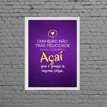 Imagem de Quadro Decorativo Açaí Felicidade 24X18Cm Moldura Preta - Quadros On-L