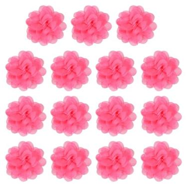 Imagem de YELARXI Flores de chiffon, apliques de tecido de costura, apliques de flores de chiffon - adequado para (mulheres/artesanato faça você mesmo/tiaras/acessório de cabelo/casamento/festa) pacote com 15 e