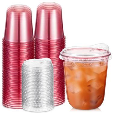 Imagem de Copos de plástico Baderke com fundo redondo de 350 ml com tampas Sip, 
