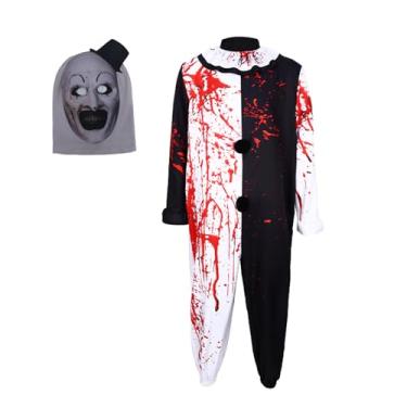 Imagem de Bloody Clown Costume Kids Adult Halloween Horror Killer Cosplay Jumpsuit Slasher Clown Terrifying Art Dress Up Outfit (Male, 130)