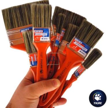 Imagem de Pincel para Tinta Acrilica e Latex Tigre 695 Trincha Uso Profissional,